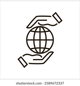 Globe in hands design. Logo global eco of ground. World icon vector illustration