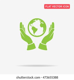 Globe and hands icon. Vector concept illustration for design.
