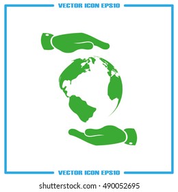 Globe and hands icon vector illustration eps10. World sign.