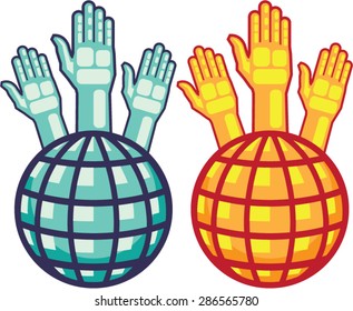 Globe and Hands Up vector 