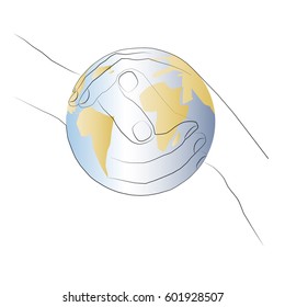 
Globe in the hands vector