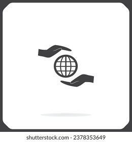 Globe en manos, vector. Ilustración vectorial de globo.