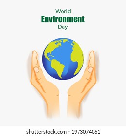 Globe in Hands vector illustration for world environment day-5 june