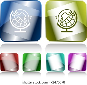 Globe and handset. Vector internet buttons.