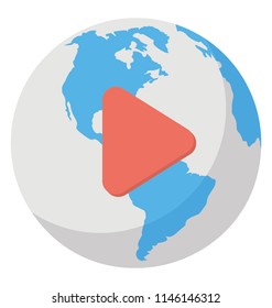 A globe having video play sign depicting online video 