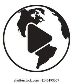 A globe having video play sign depicting online video 