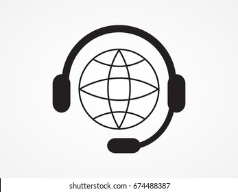 Globe headphones, chat, icon, vector illustration eps10