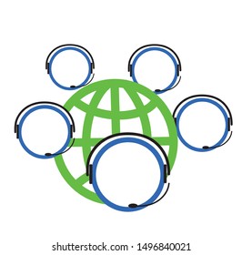 Globe and Headsets icon. Simple illustration of world and headsets vector icon. Element of Communication icon for mobile concept and web apps.Can be used for web and mobile.