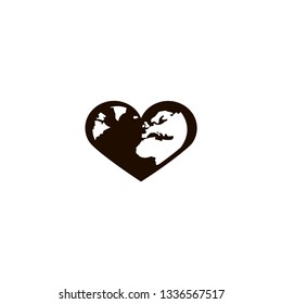 globe heart icon. flat design