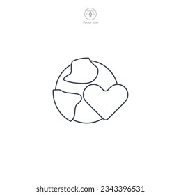 Globe with Heart icon symbol vector illustration isolated on white background