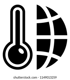 
Globe with high temperature meter denoting global warming icon 
