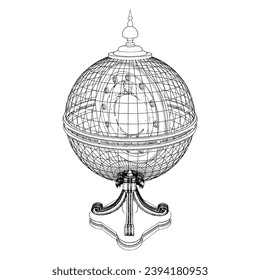 Globe Horoscope Decoration Vector 02. Illustration Isolated On White Background. A vector illustration Of A Globe.