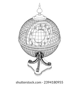 Globe Horoscope Decoration Vector 03. Illustration Isolated On White Background. A vector illustration Of A Globe.