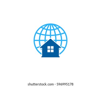 Globe House Logo Design Element