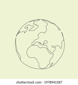globe in human hands line art vector