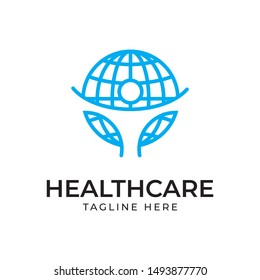 globe with human symbol logo design template