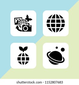 globe icon. 4 globe set with earth pictures, global, planet and space vector icons for web and mobile app