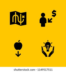 globe icon. 4 globe vectors with map, gravity, transfer and responsible energy use icons for web and mobile app