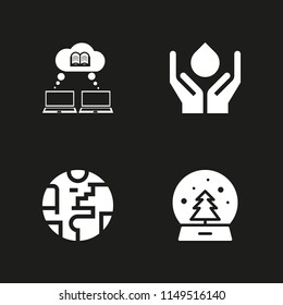 globe icon. 4 globe vectors with planet earth, snow globe, save water and information network icons for web and mobile app