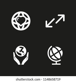 globe icon. 4 globe vectors with world in your hands, world peace, earth globe and transfer icons for web and mobile app