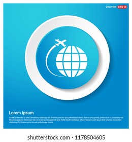 globe icon Abstract Blue Web Sticker Button - Free vector icon
