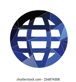 globe icon Abstract Triangle Geometrical background 
