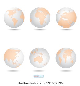 Globe icon with all continent map detail,vector design
