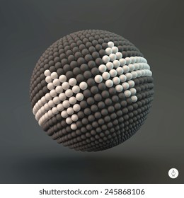 Globe icon with arrow. 3d vector illustration. Business concept. 