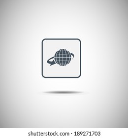 Globe Icon with arrow, vector illustration. Flat design style 