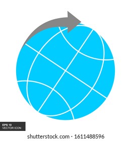 Globe icon with arrows on a white background. Vector illustration