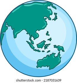 Globe Icon. Australia And Asia On The Globe. Vector Planet Earth. Hand Drawn Globe, Illustrations