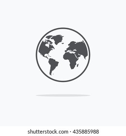 Globe. Icon globe. Ball with the image map of the earth. Vector illustration.