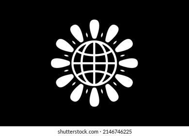Globe icon black background world vector