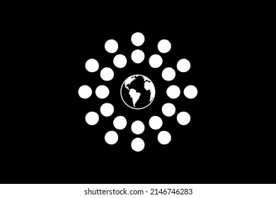 Globe icon black background world vector
