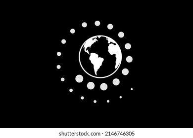 Globe icon black background world vector