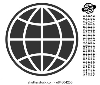 Globe icon with black bonus professional pictograph collection. Globe vector illustration style is a flat gray iconic symbol for web design, app user interfaces.