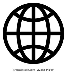 Globe icon. Black icon isolated on a white background. 