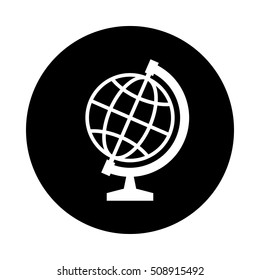 Globe icon. Black icon isolated on white background. Round icon. Globe silhouette. Simple circle icon. Web site page and mobile app design vector element.