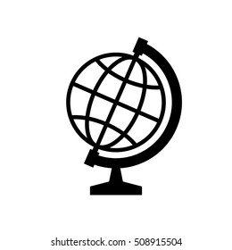 Globe icon. Black icon isolated on white background. Globe silhouette. Simple icon. Web site page and mobile app design vector element.