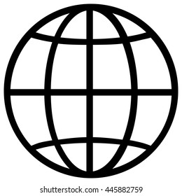The globe icon , black isolated vector illustration