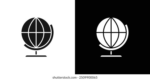 globe icon Black line art vector logo set