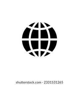 globe icon in black on white background, travel or world internet