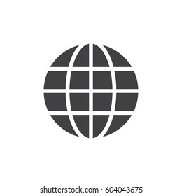 Globe icon in black on a white background. Vector illustration