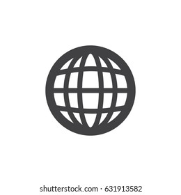 Globe icon in black on a white background. Vector illustration
