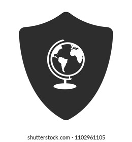 globe icon and black shield.logo concept.designed for schools, high schools, educational institutes and signatures