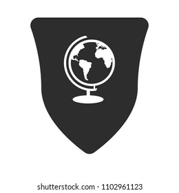 globe icon and black shield.logo concept.designed for schools, high schools, educational institutes and signatures