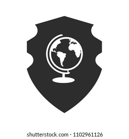 globe icon and black shield.logo concept.designed for schools, high schools, educational institutes and signatures
