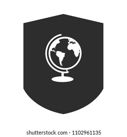 globe icon and black shield.logo concept.designed for schools, high schools, educational institutes and signatures