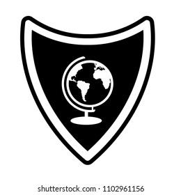 globe icon and black shield.logo concept.designed for schools, high schools, educational institutes and signatures
