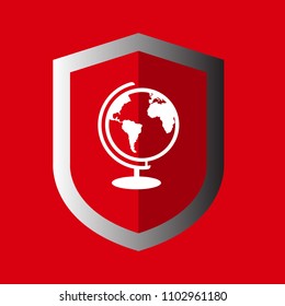 globe icon and black shield.logo concept.designed for schools, high schools, educational institutes and signatures